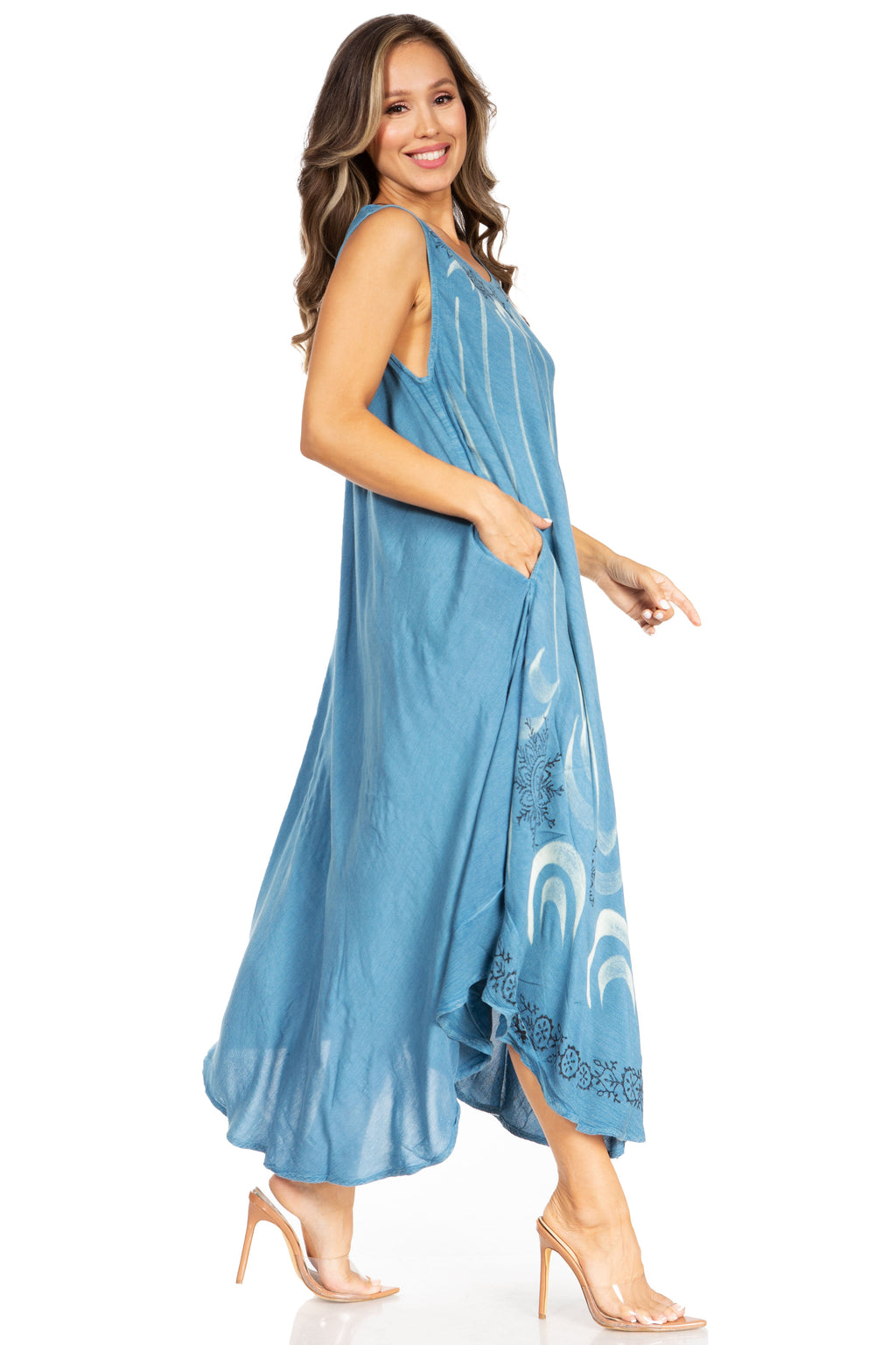 Tie Dye Sleeveless Caftan Dress