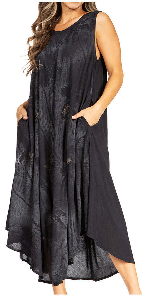 Tie Dye Sleeveless Caftan Dress