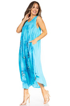 Tie Dye Sleeveless Caftan Dress