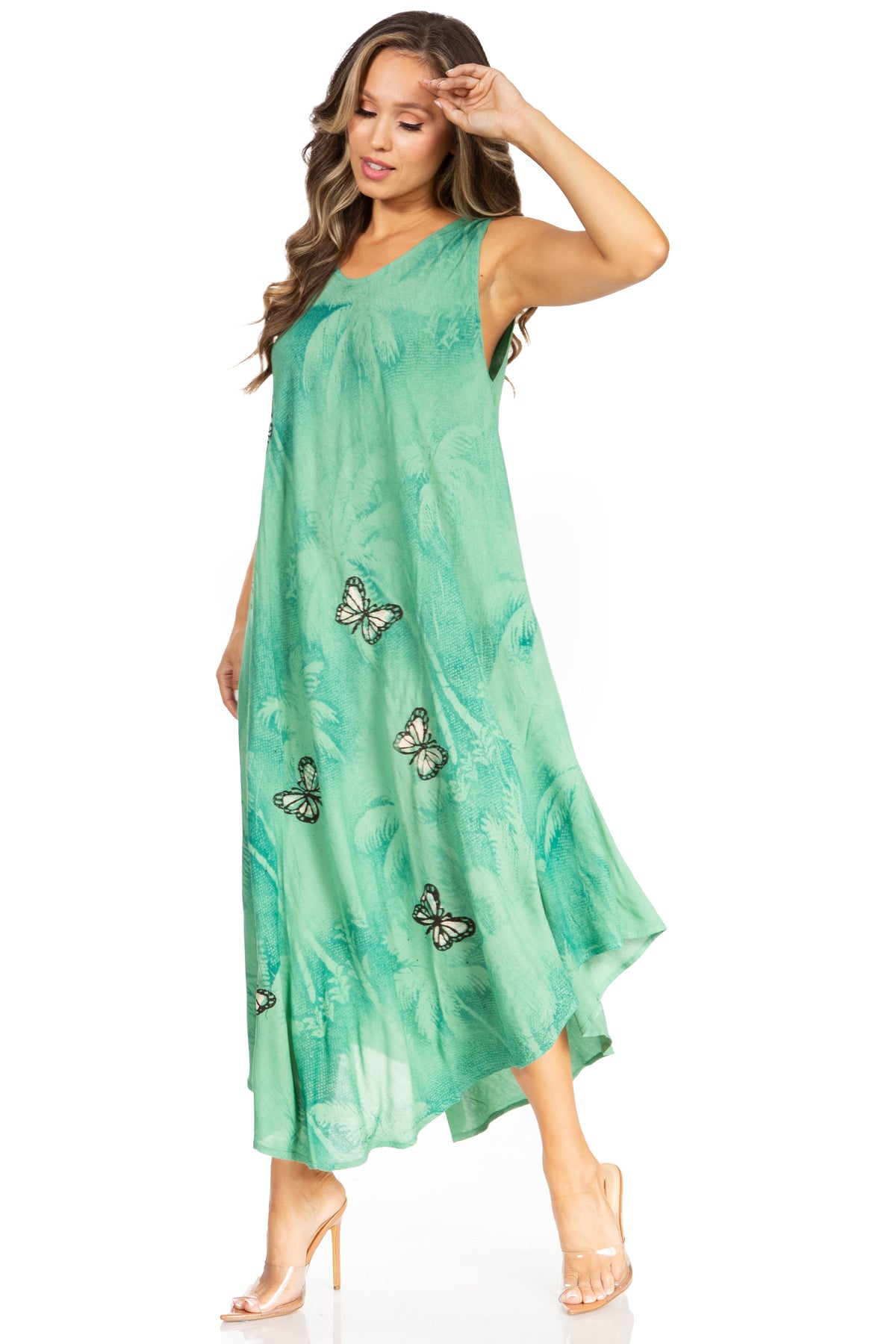 Tie Dye Sleeveless Caftan Dress