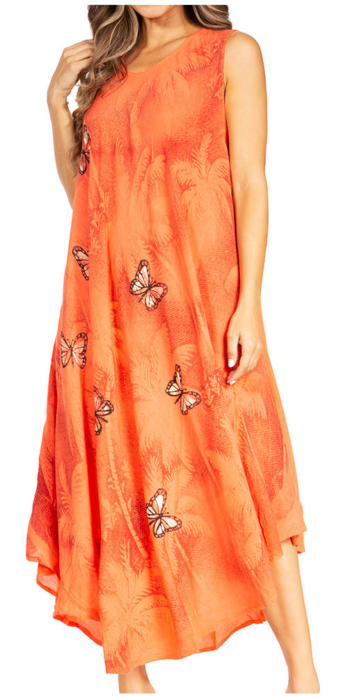 Tie Dye Sleeveless Caftan Dress