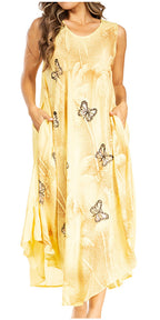 Tie Dye Sleeveless Caftan Dress