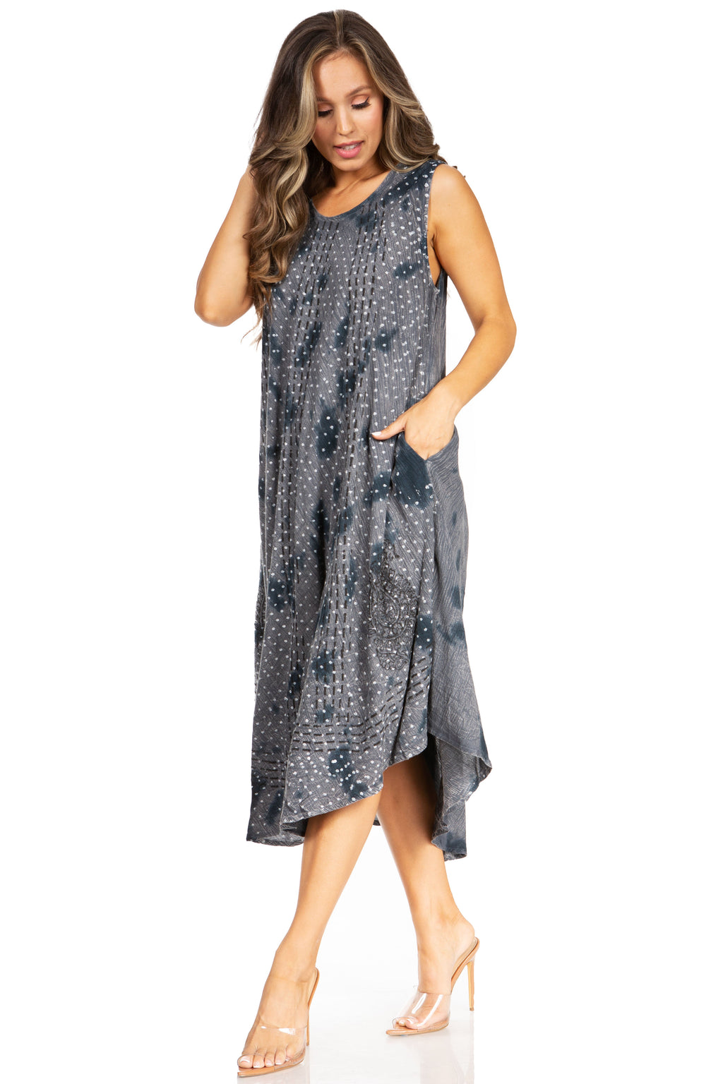 Tie Dye Sleeveless Caftan Dress