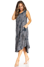 Tie Dye Sleeveless Caftan Dress