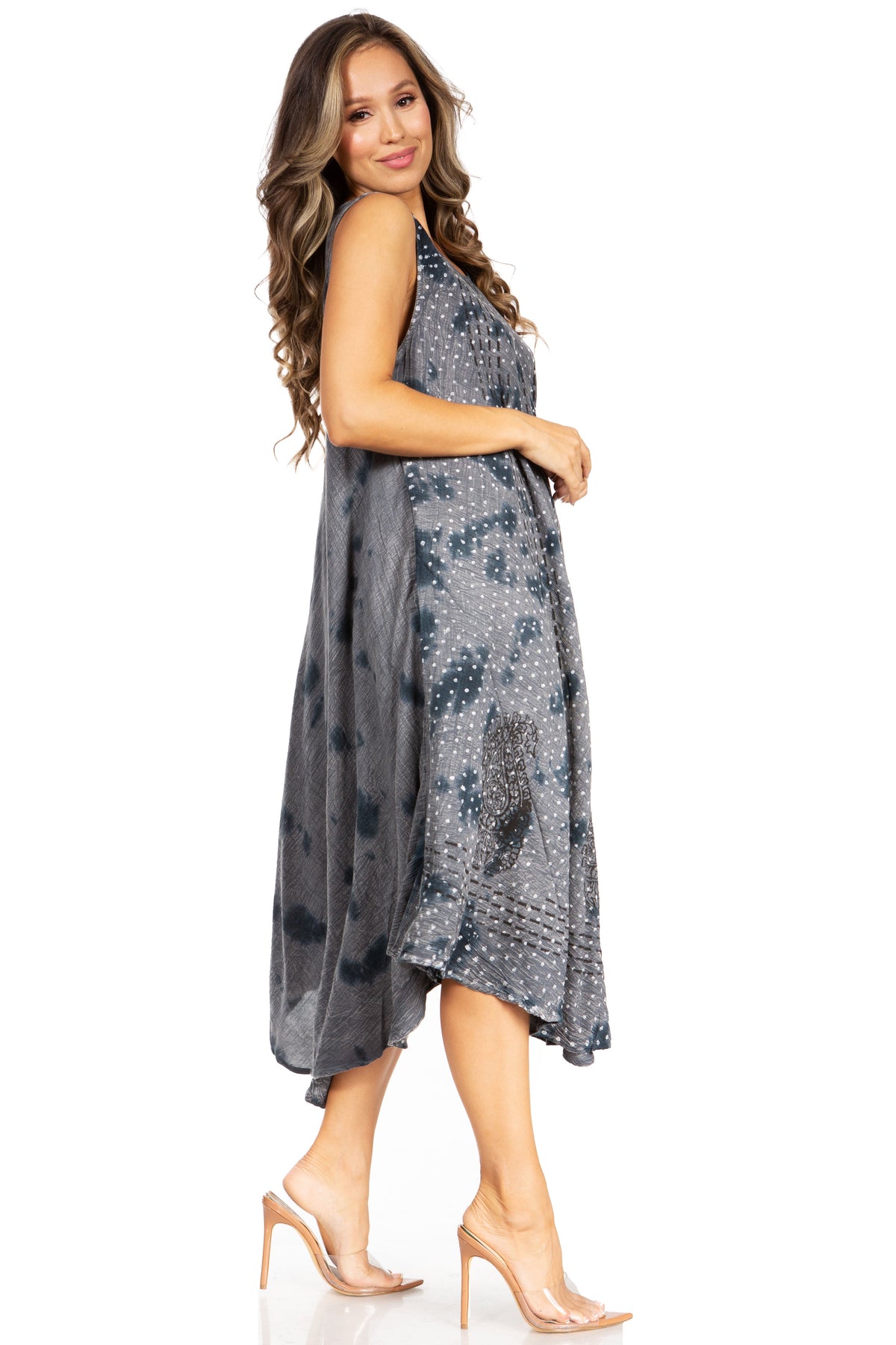 Tie Dye Sleeveless Caftan Dress