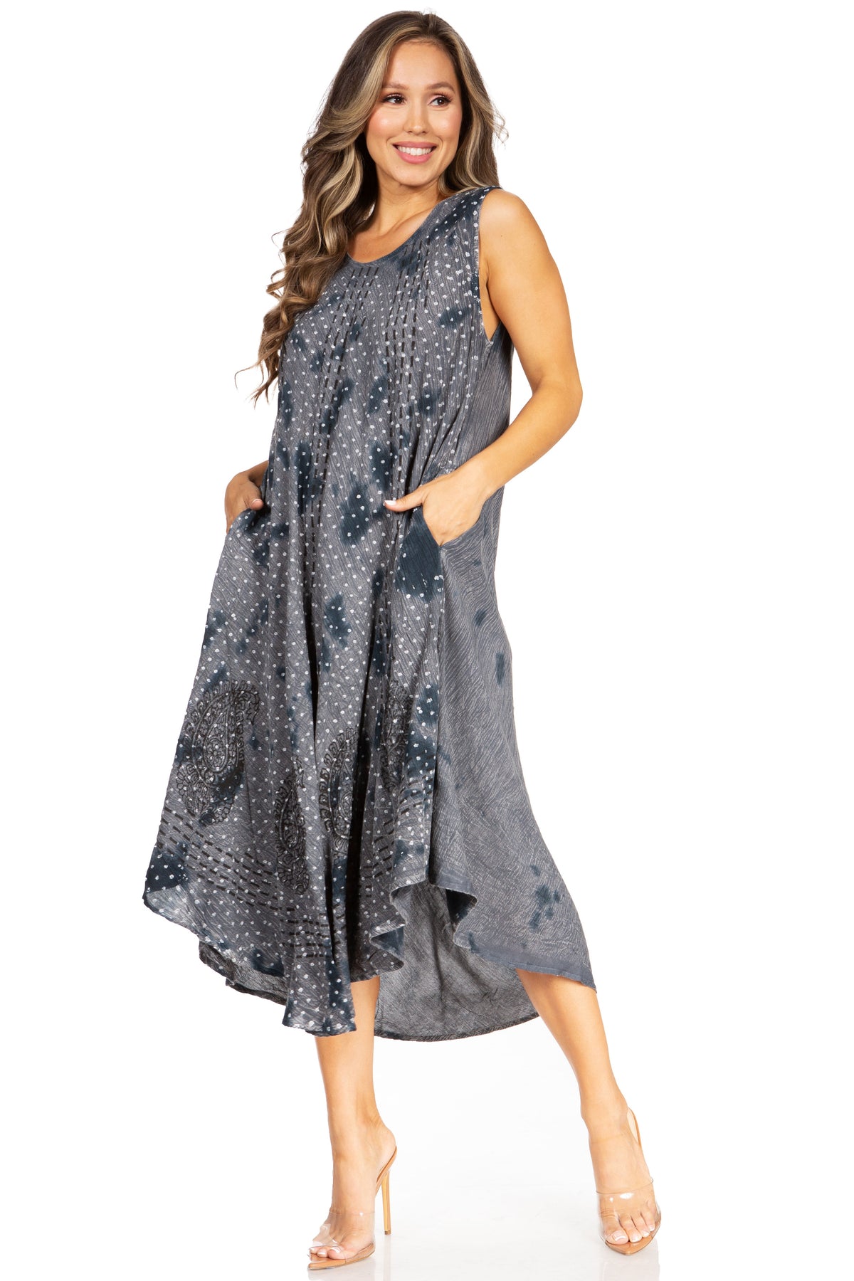 Tie Dye Sleeveless Caftan Dress