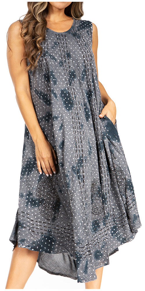 Tie Dye Sleeveless Caftan Dress