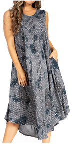 Tie Dye Sleeveless Caftan Dress