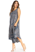 Tie Dye Sleeveless Caftan Dress