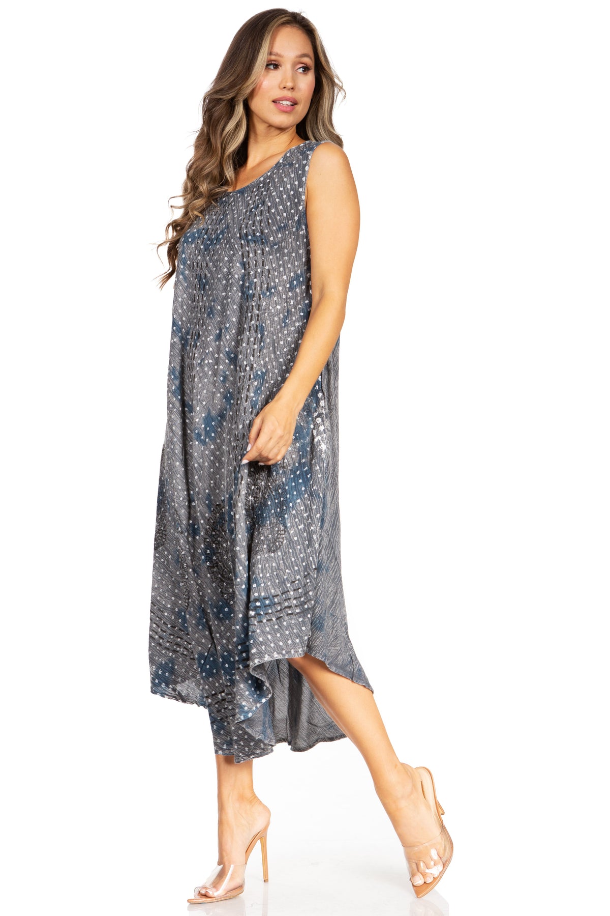 Tie Dye Sleeveless Caftan Dress