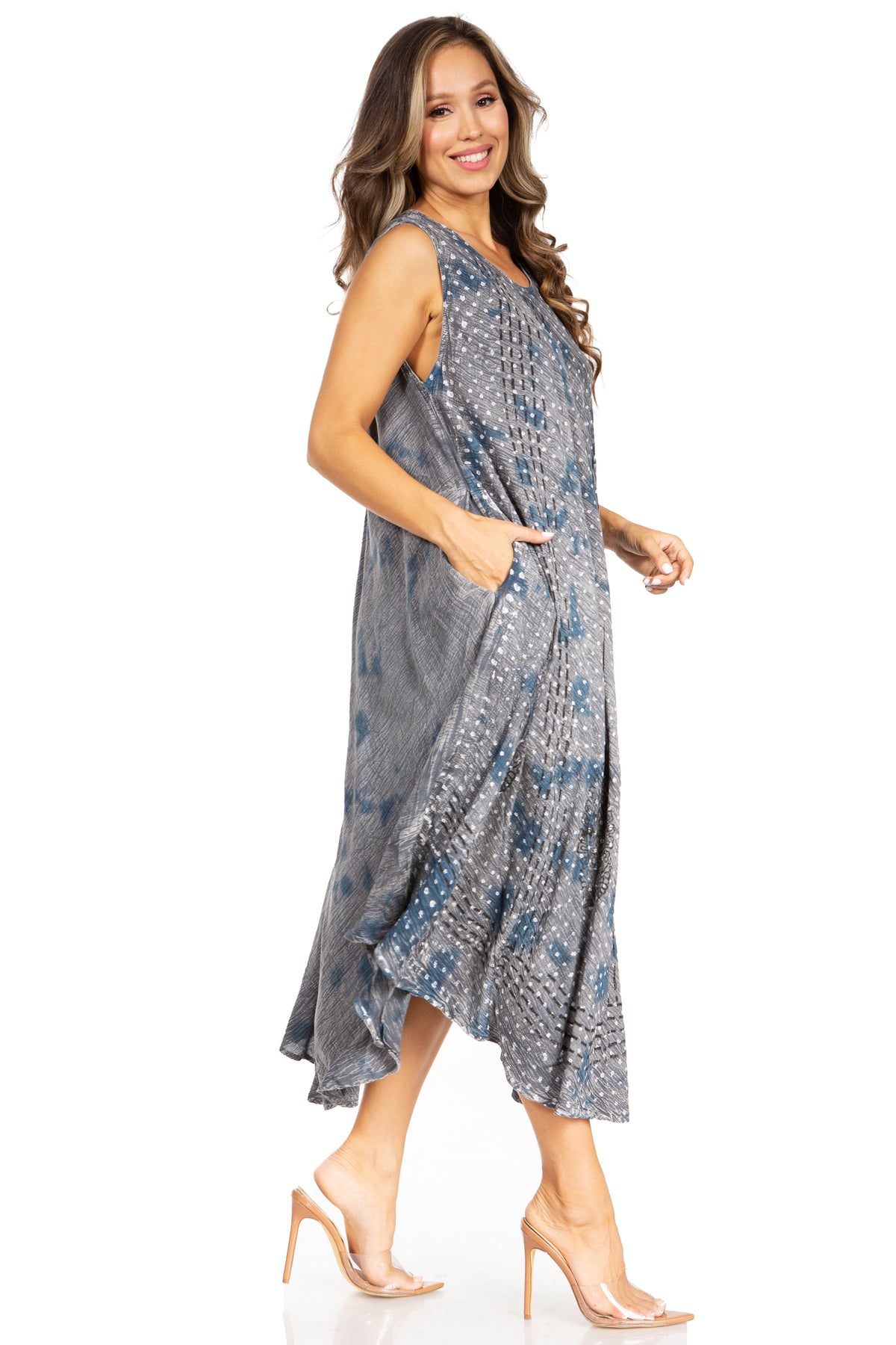 Tie Dye Sleeveless Caftan Dress