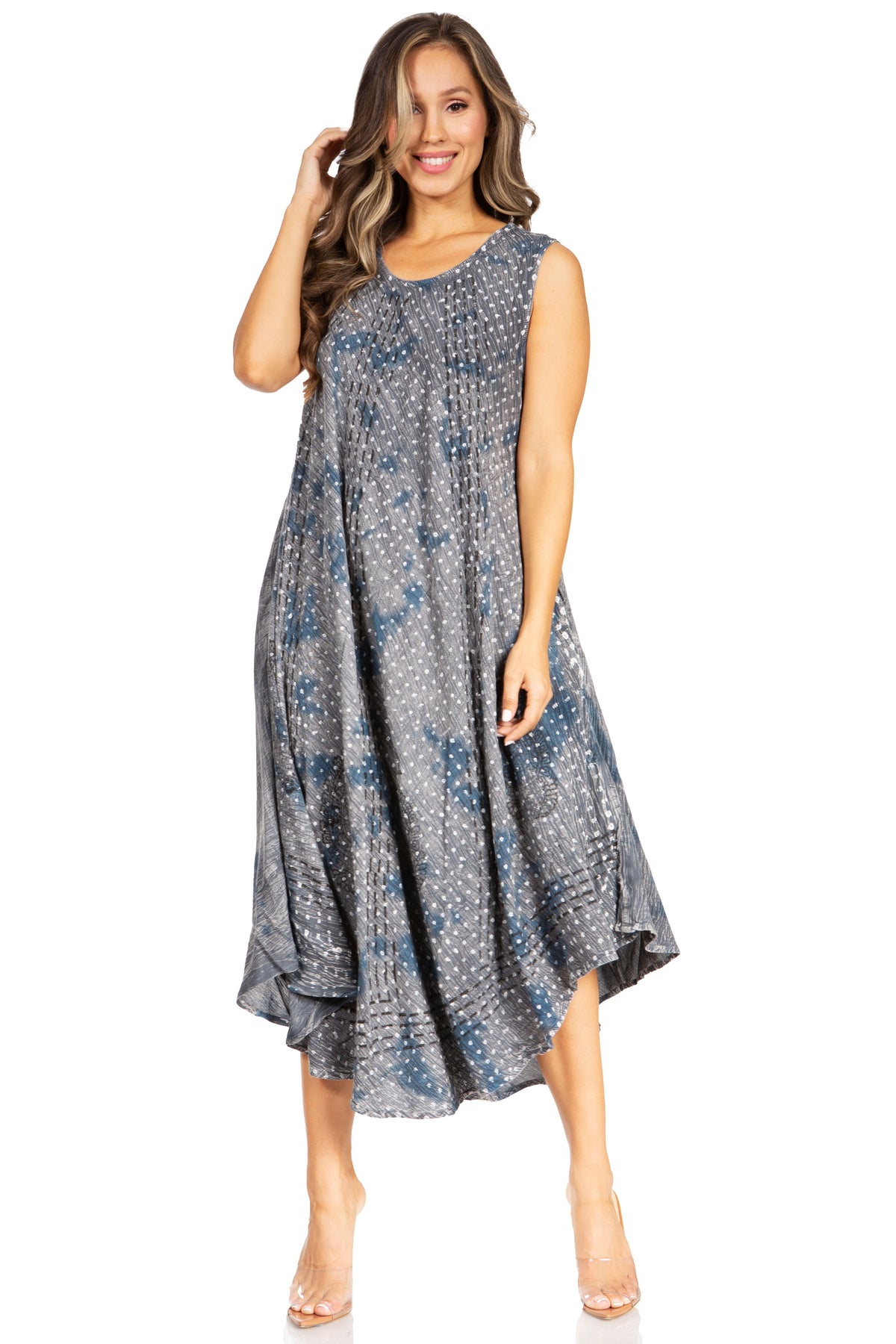 Tie Dye Sleeveless Caftan Dress