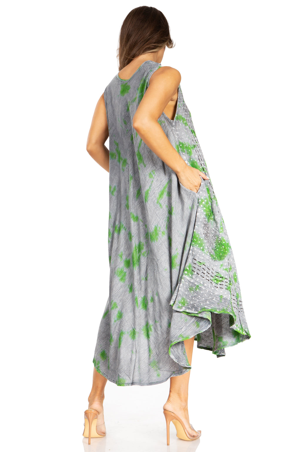 Tie Dye Sleeveless Caftan Dress