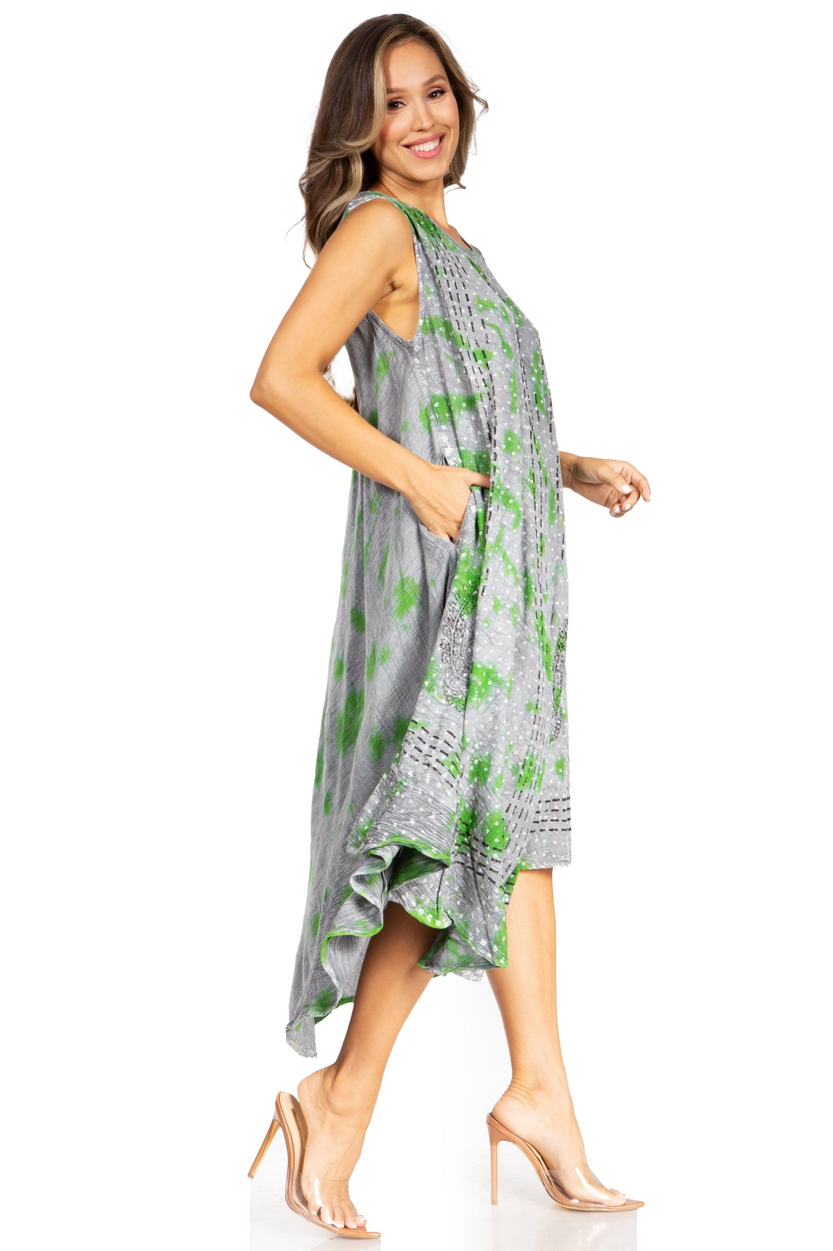 Tie Dye Sleeveless Caftan Dress