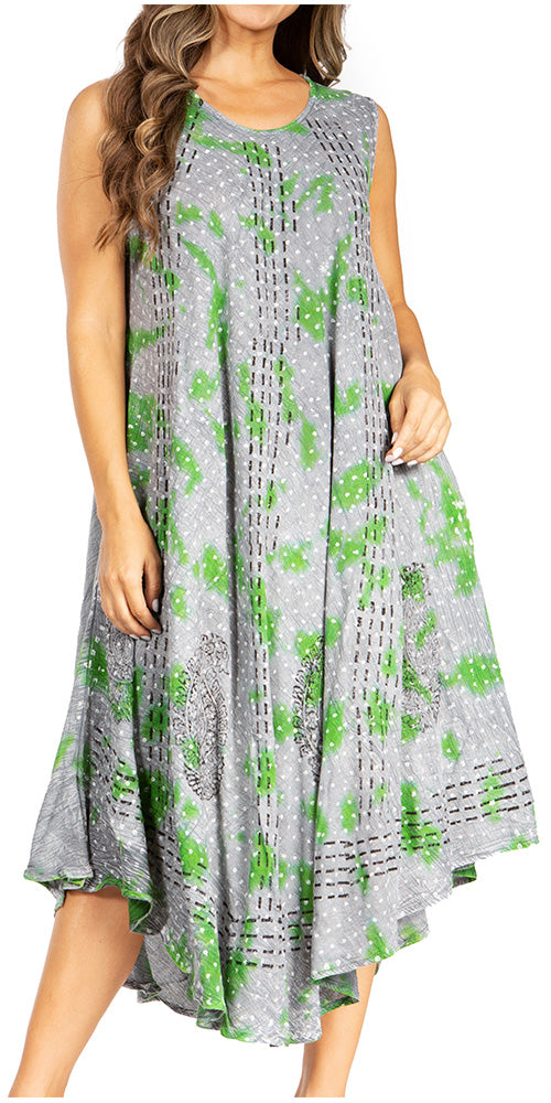 Tie Dye Sleeveless Caftan Dress