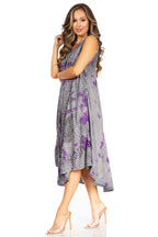 Tie Dye Sleeveless Caftan Dress