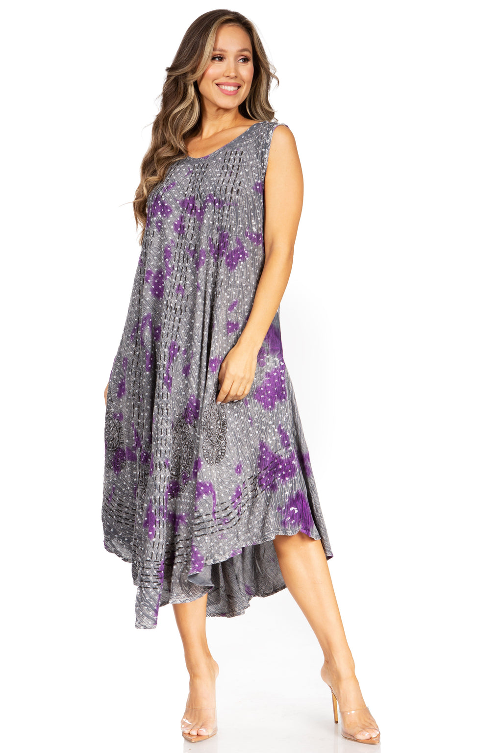 Tie Dye Sleeveless Caftan Dress