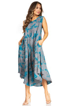Tie Dye Sleeveless Caftan Dress