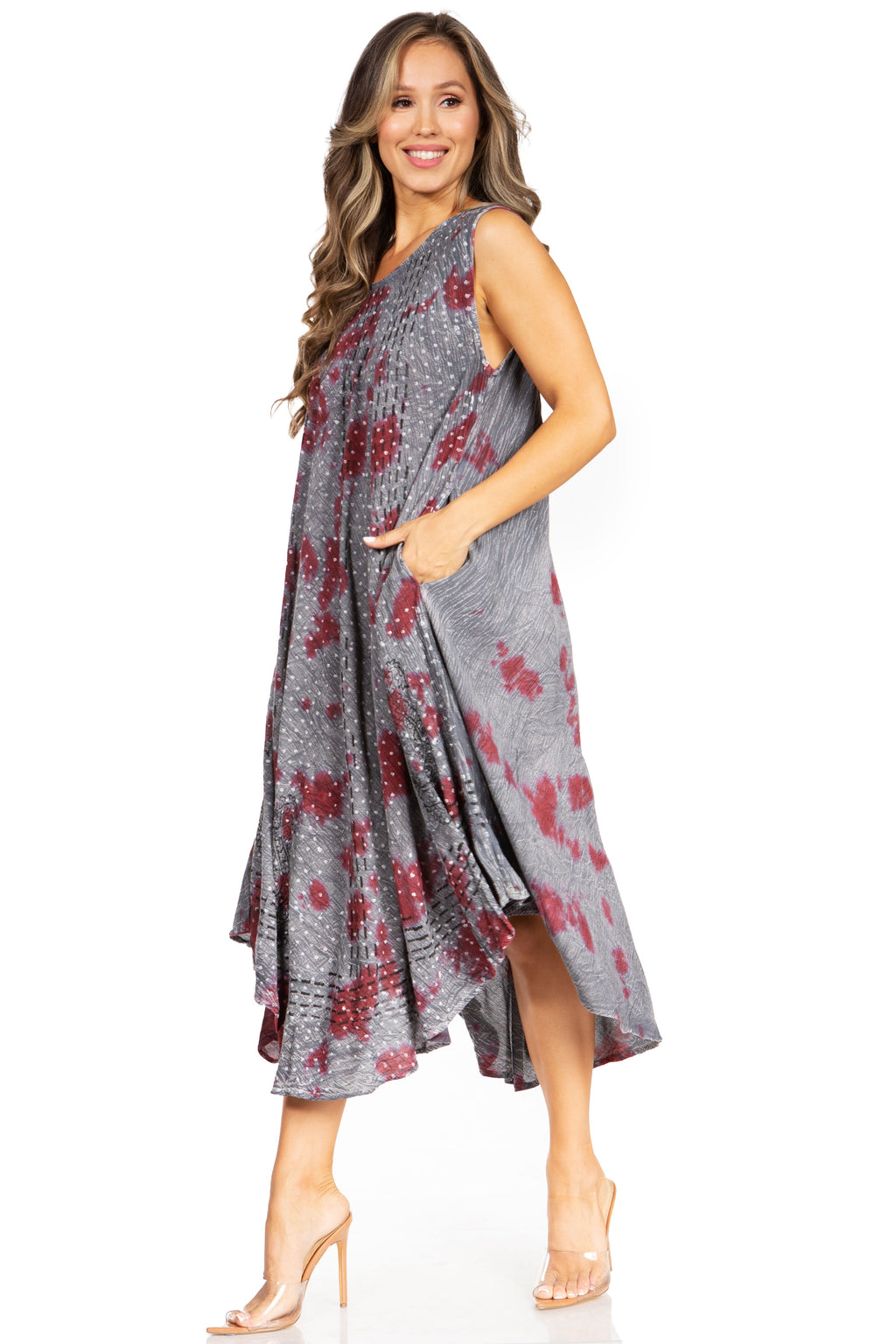 Tie Dye Sleeveless Caftan Dress