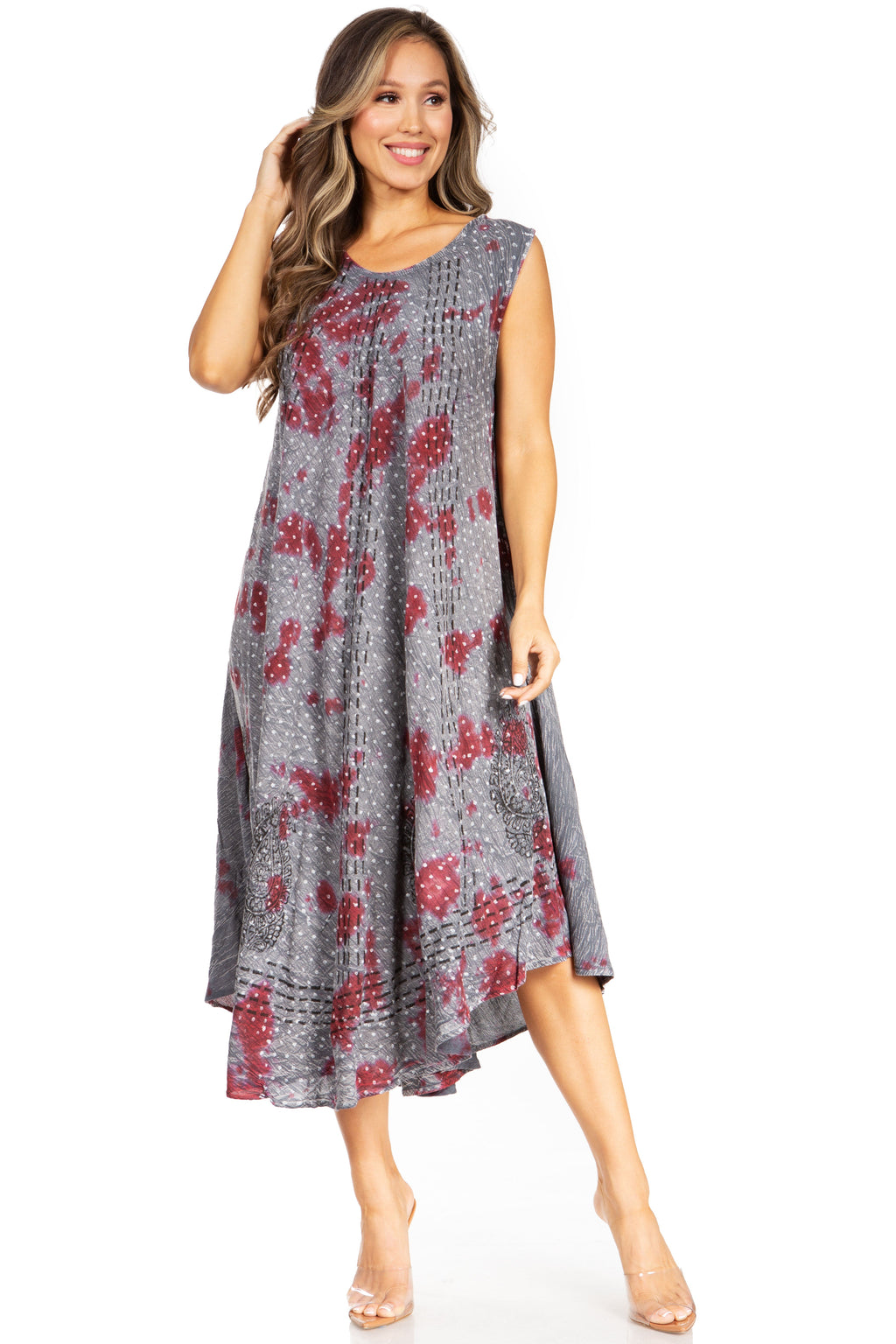 Tie Dye Sleeveless Caftan Dress