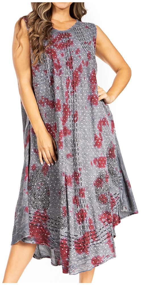 Tie Dye Sleeveless Caftan Dress