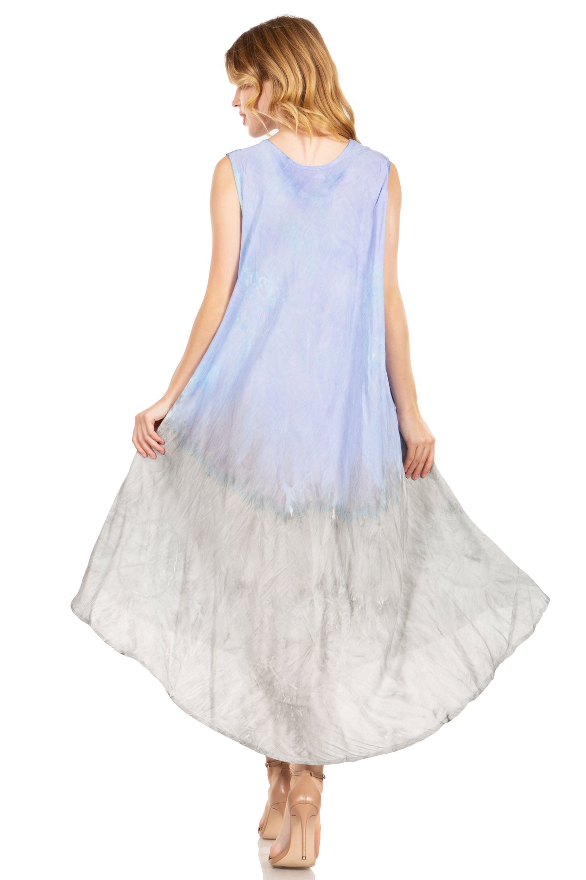 Tie Dye Sleeveless Caftan Dress