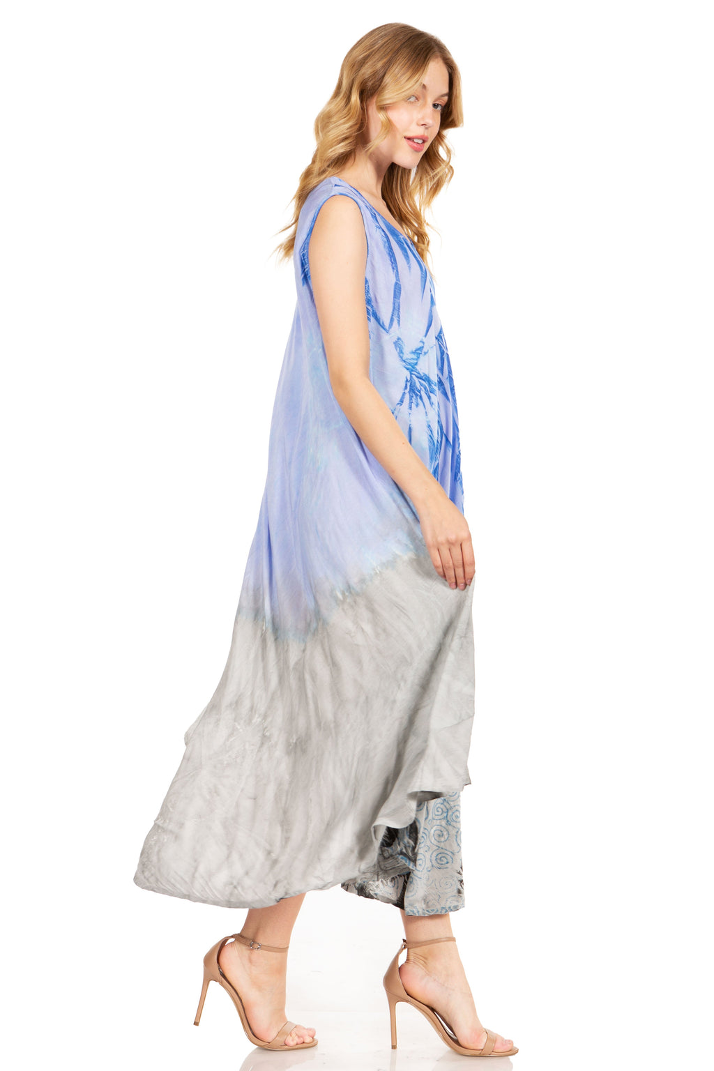 Tie Dye Sleeveless Caftan Dress