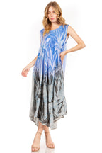 Tie Dye Sleeveless Caftan Dress