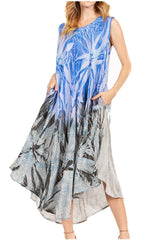 Tie Dye Sleeveless Caftan Dress