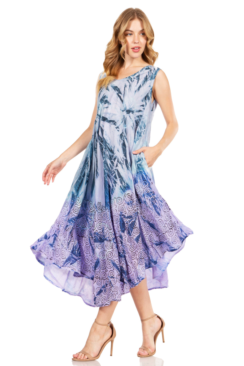Tie Dye Sleeveless Caftan Dress