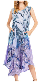 Tie Dye Sleeveless Caftan Dress
