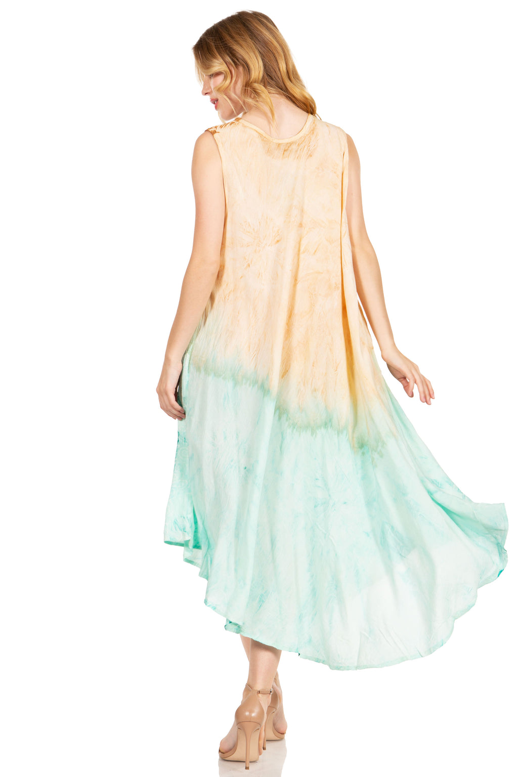 Tie Dye Sleeveless Caftan Dress