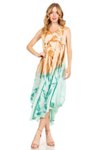 Tie Dye Sleeveless Caftan Dress
