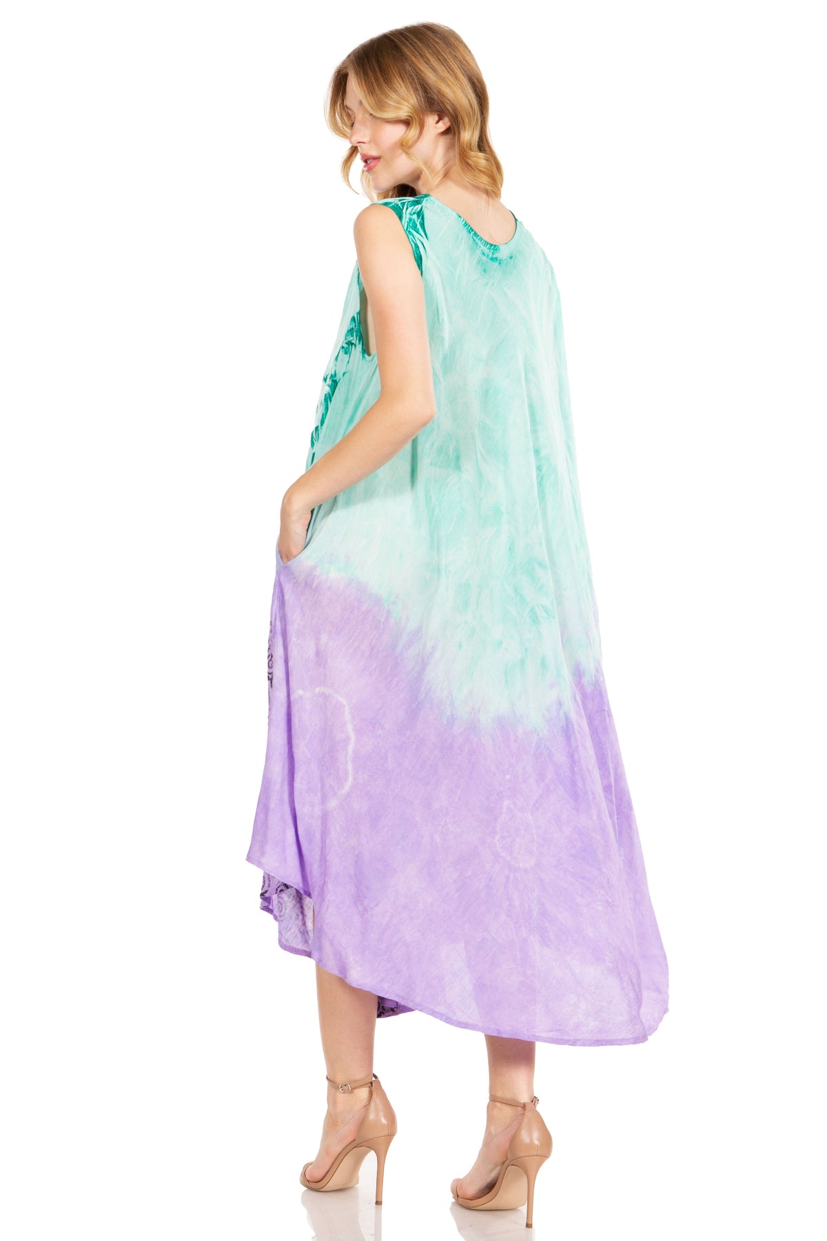 Tie Dye Sleeveless Caftan Dress