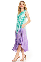 Tie Dye Sleeveless Caftan Dress