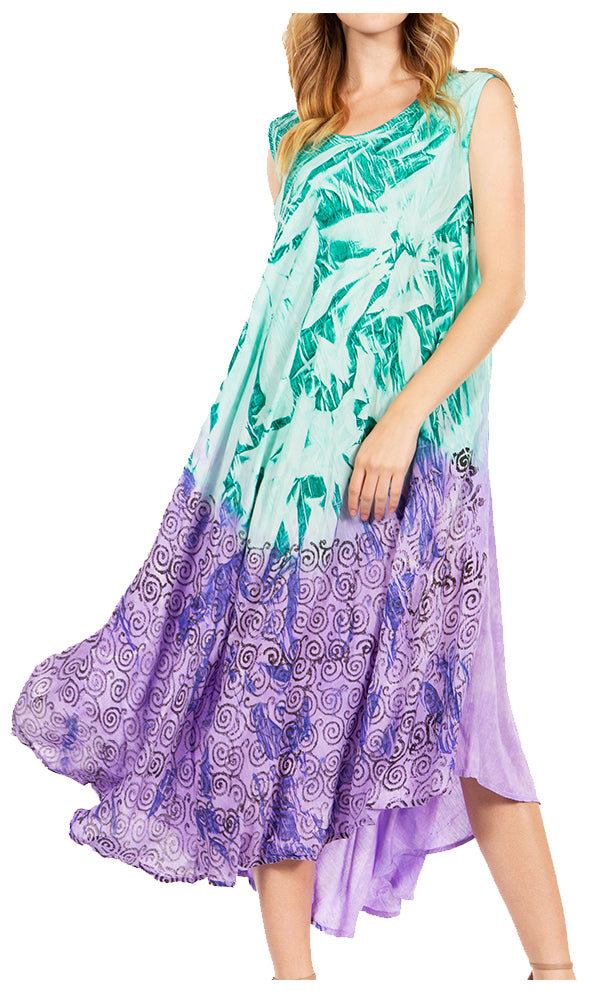 Tie Dye Sleeveless Caftan Dress