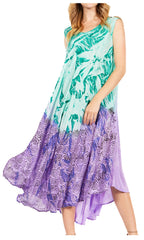 Tie Dye Sleeveless Caftan Dress
