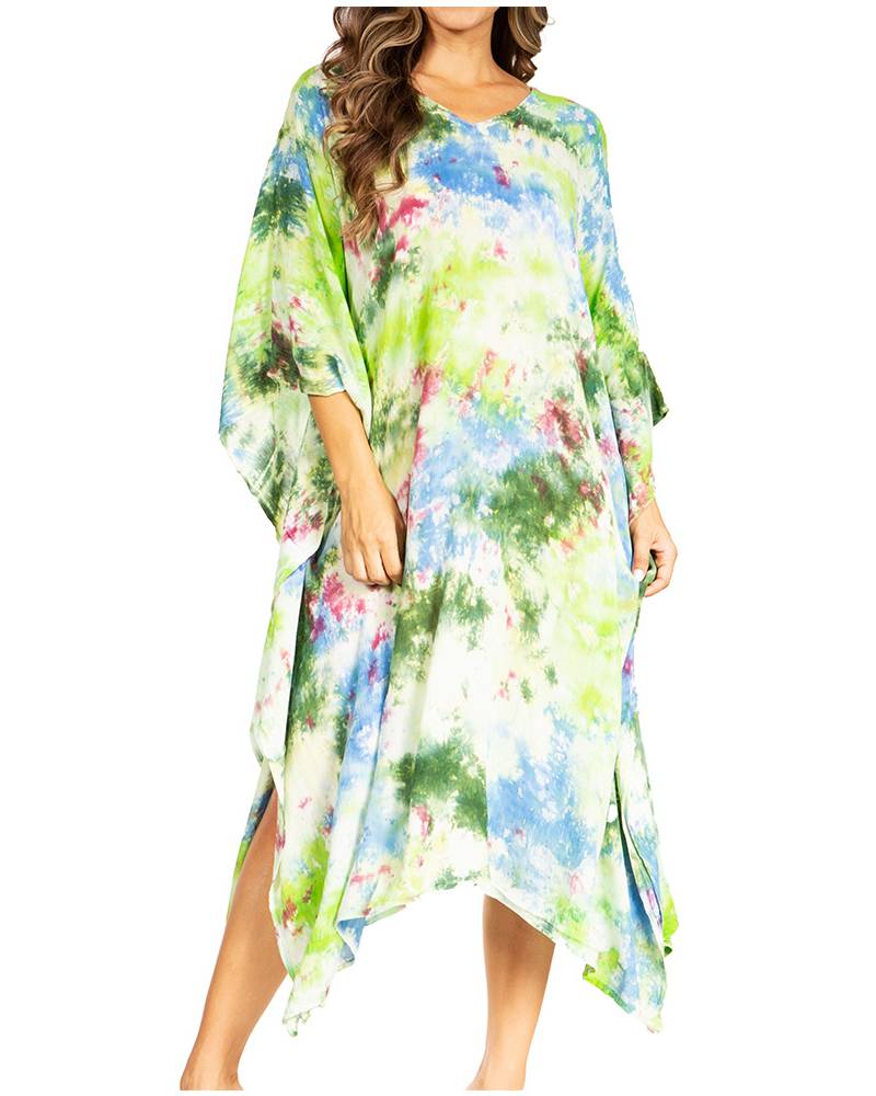 Tie Dye Boho Caftan Dress