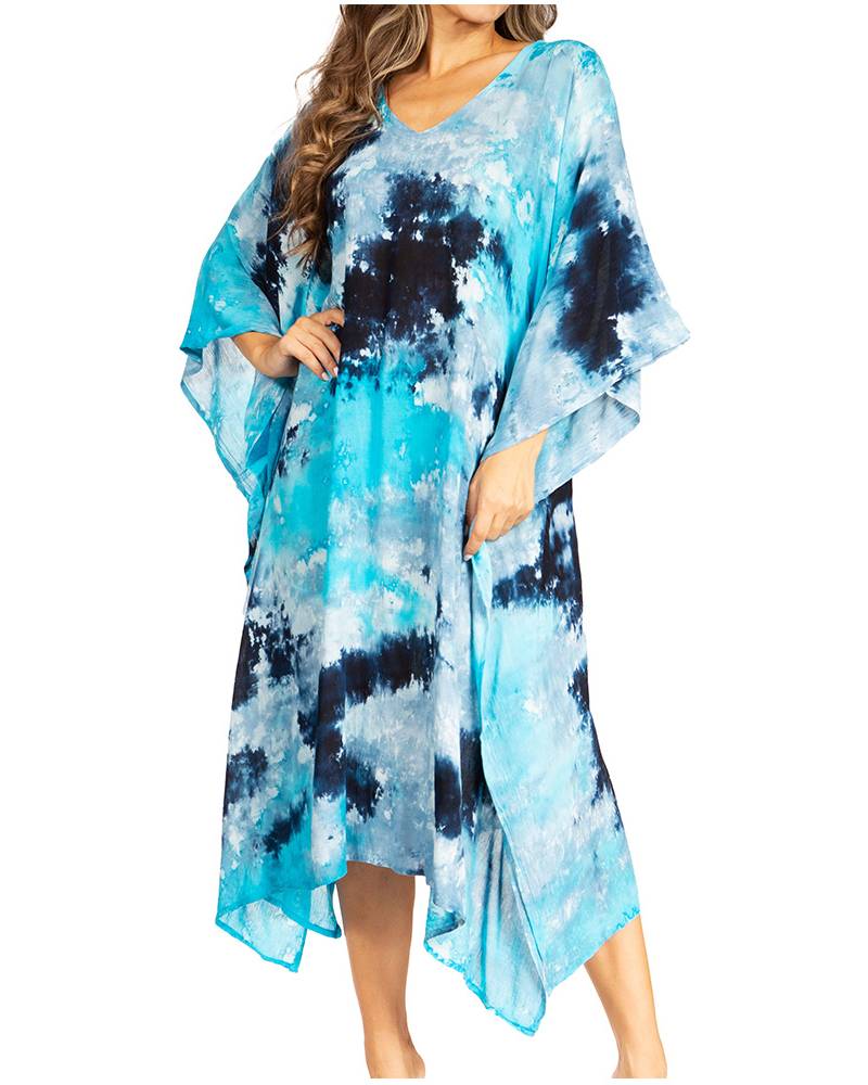 Tie Dye Boho Caftan Dress
