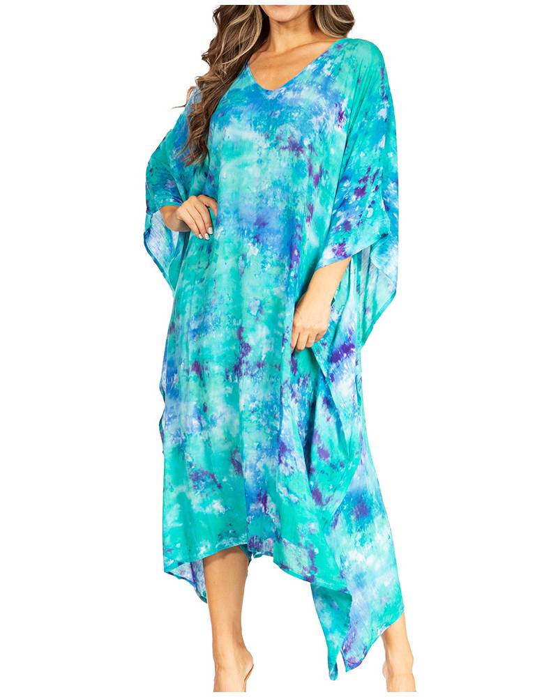 Tie Dye Boho Caftan Dress