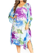 Tie Dye Boho Caftan Dress