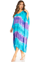Tie Dye Boho Caftan Dress