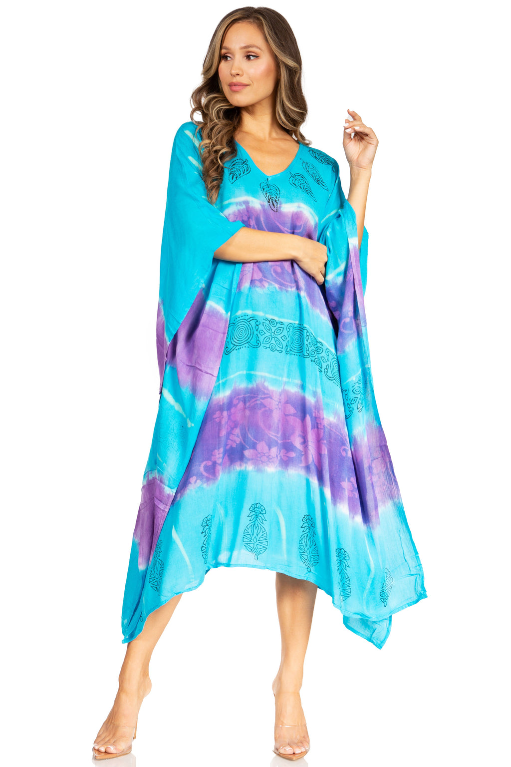 Tie Dye Boho Caftan Dress