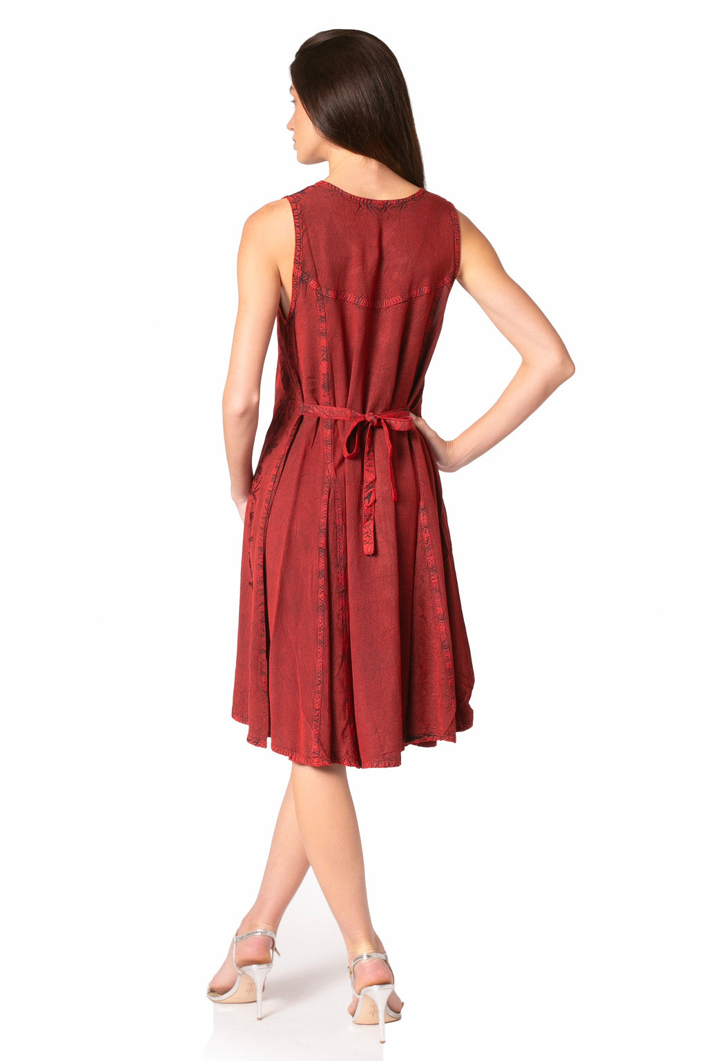 Floral Embroidered Button-Up Midi Dress