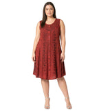 Floral Embroidered Button-Up Midi Dress