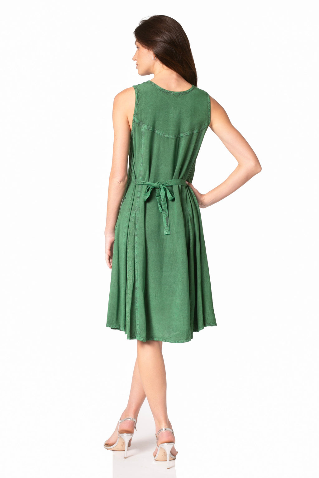 Floral Embroidered Button-Up Midi Dress