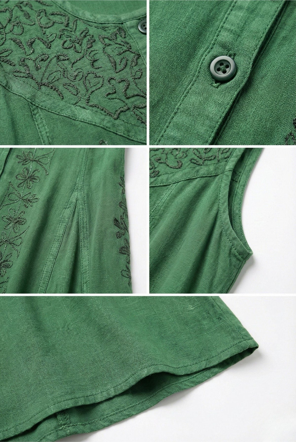 Floral Embroidered Button-Up Midi Dress