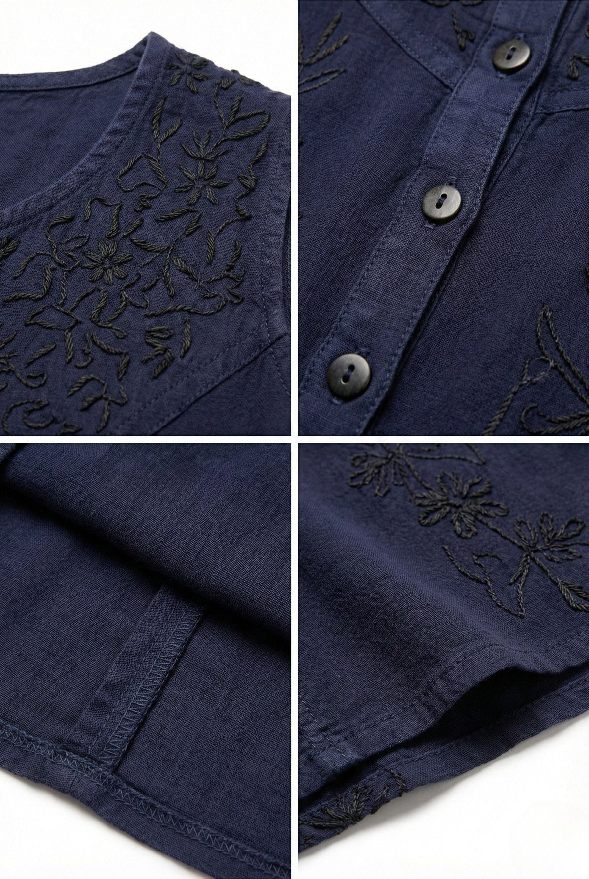 Floral Embroidered Button-Up Midi Dress