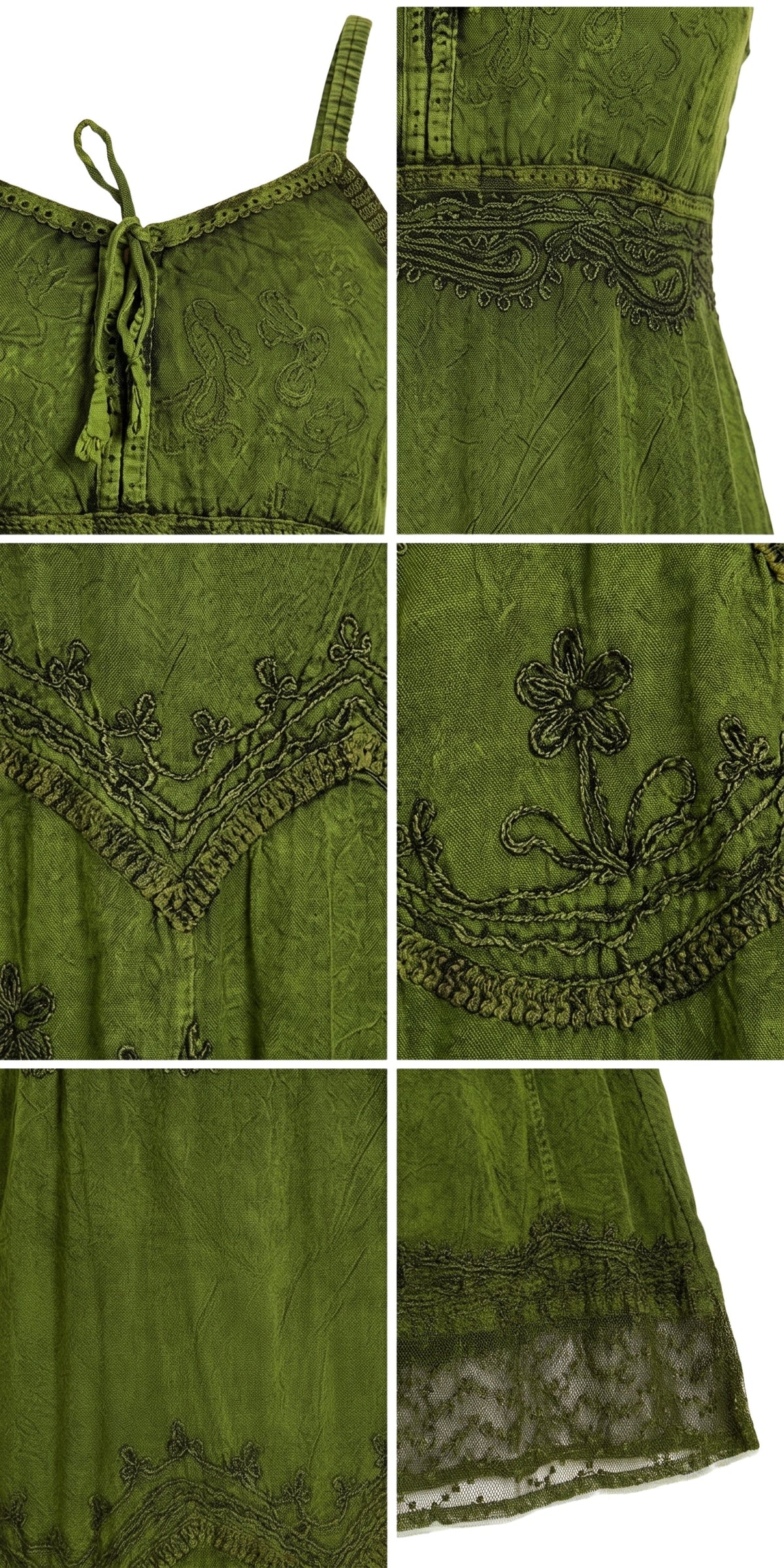 Stonewashed Rayon Embroidered Maxi Dress
