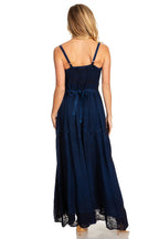 Stonewashed Rayon Embroidered Maxi Dress